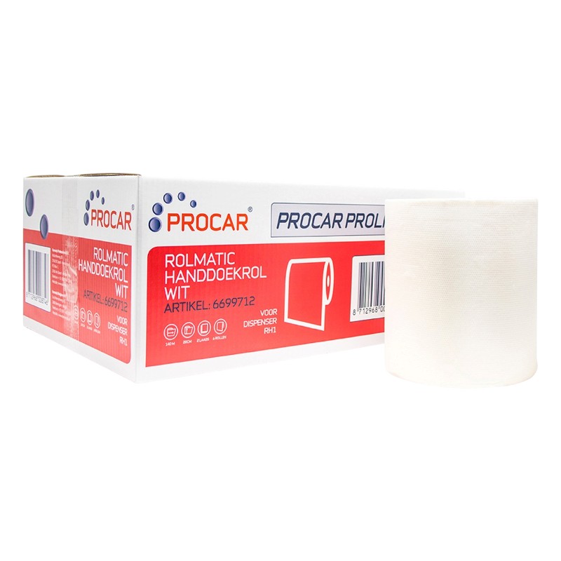 Procar Proline Rol Matic - Autocut-Handtuchrolle - 2-lagig - Zellstoff weiß - 140 m - 6 Rollen